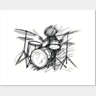 Stickman Playing Drums Posters and Art